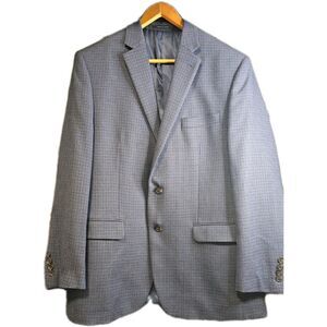Lauren Ralph Lauren Wool Gray Check Men's Blazer 42R Single-Breasted Two-Button